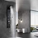 Elbe®Columna ducha con grifo, 6 jets de hidromasaje, panel de ducha con 3 funciones, 140 x 18 x 6,5 c